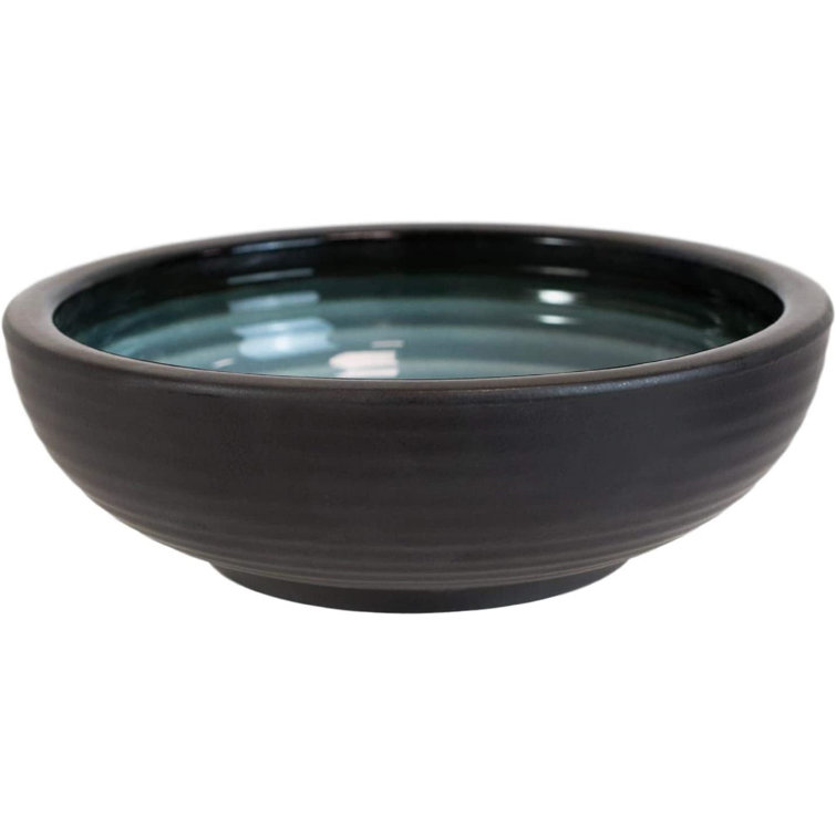 Latitude Run® Porcelain Serveware Drinkware Artistic Ocean Zen Aquamarine Black Gradient